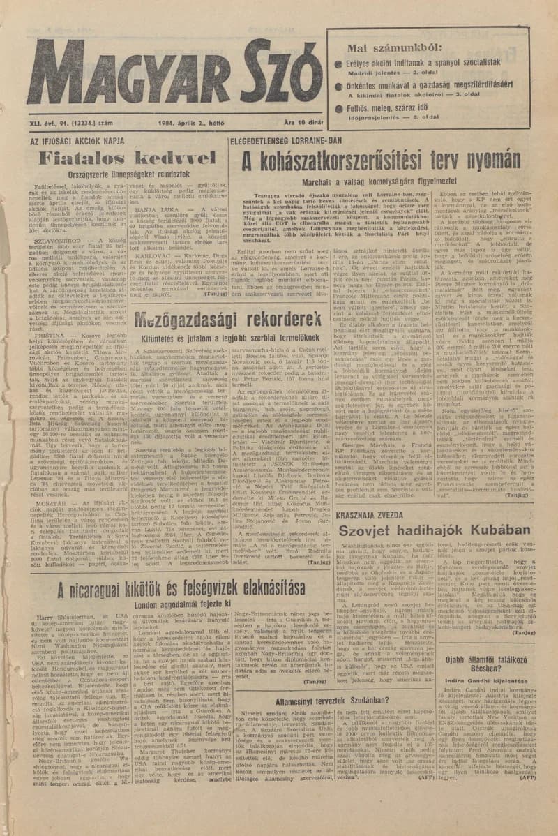 Magyar Szó, 41. évf. 1984. április 2. 91. sz. 1–8. oldal