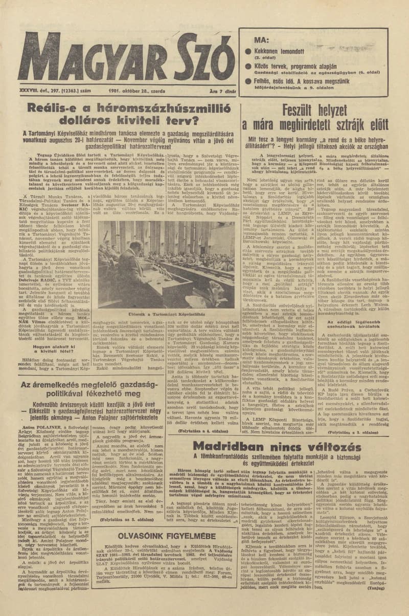 Magyar Szó, 38. évf. 1981. október 28. 297. sz.