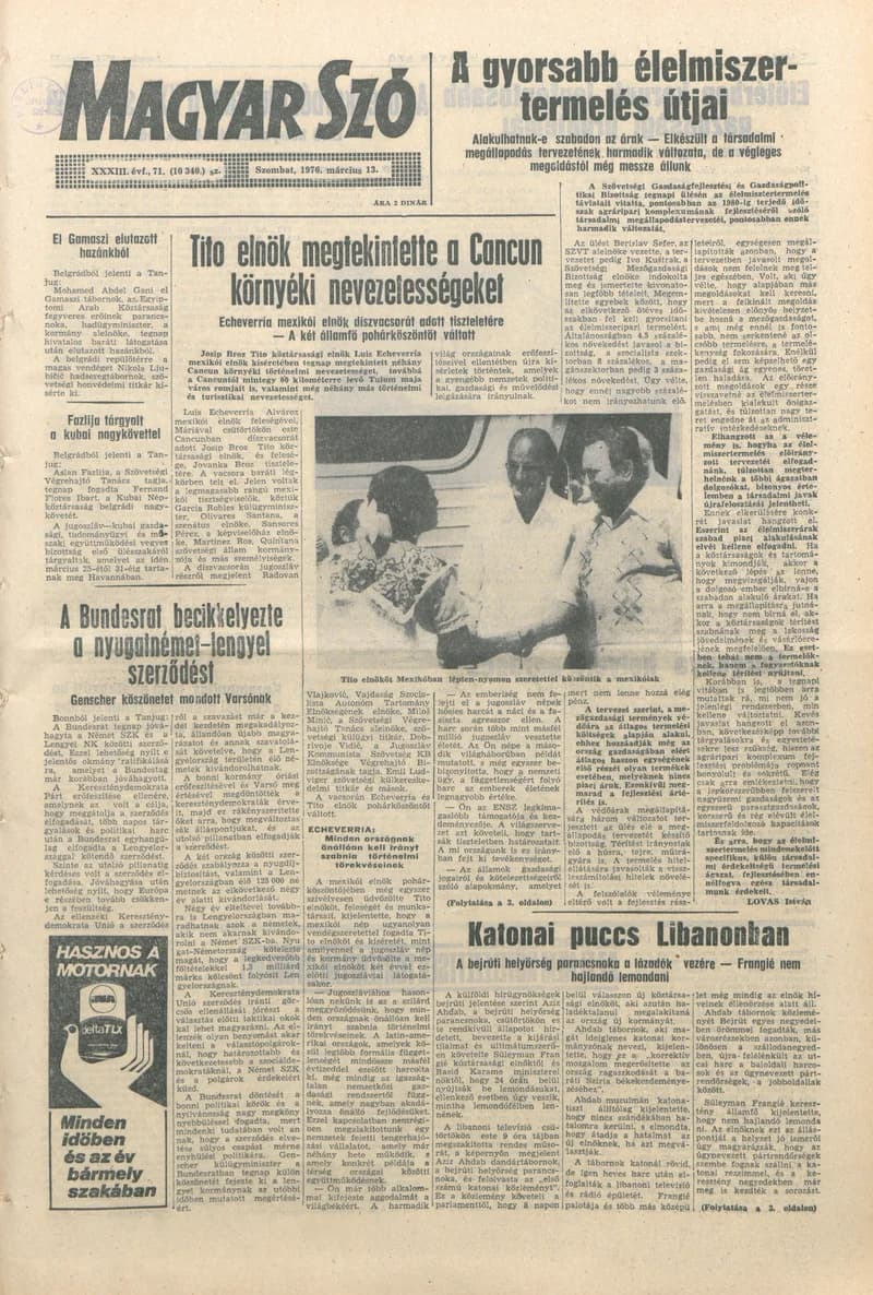 Magyar Szó, 33. évf. 1976. március 13. 71. sz. 1–20. oldal