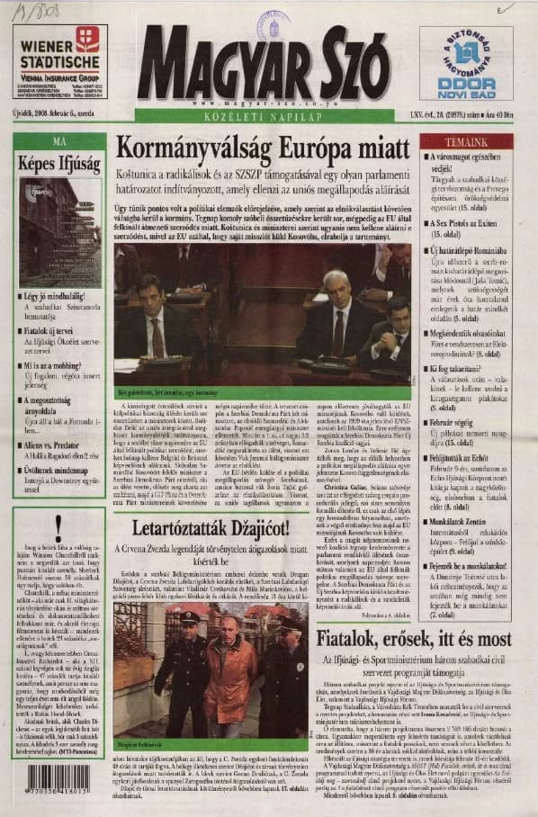 Magyar Szó, 65. évf. 2008. február 6. 28. sz. 1–20. oldal