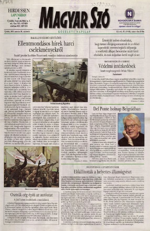Magyar Szó, 60. évf. 2003. március 20. 67. sz. 1–16. oldal