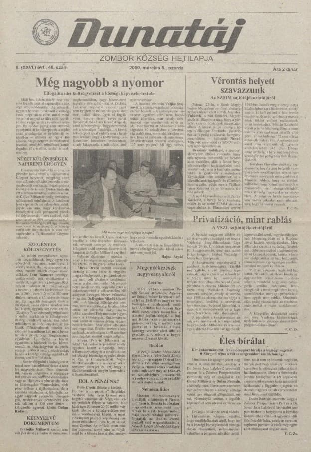 Dunatáj, 2. évf. 2000. március 8. 48. sz.