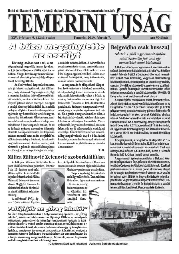 Temerini Újság, 25. évf. 2019. február 7. 5. sz.