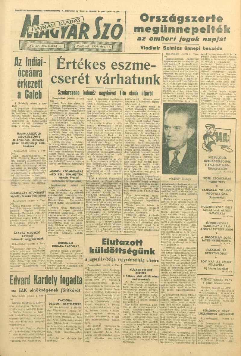 Magyar Szó, 15. évf. 1958. december 11. 305. sz. 1–16. oldal
