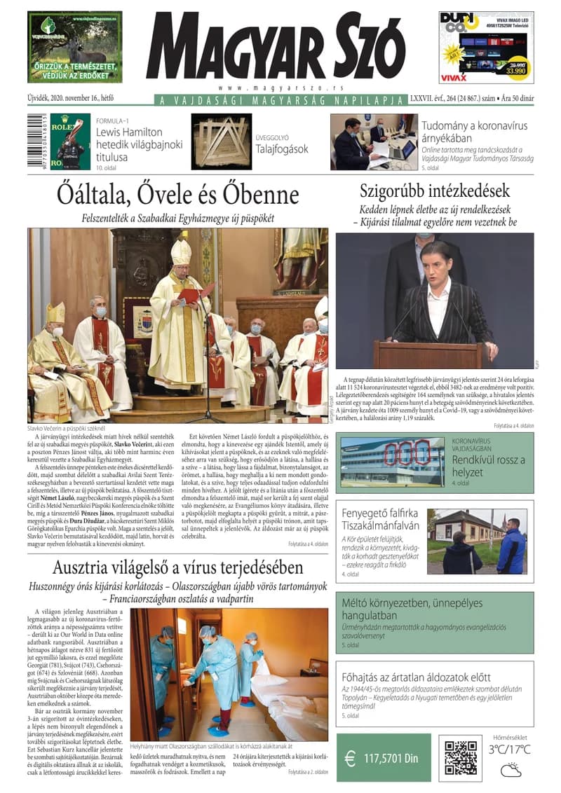 Magyar Szó, 77. évf. 2020. november 16. 264. sz. 1–16. oldal