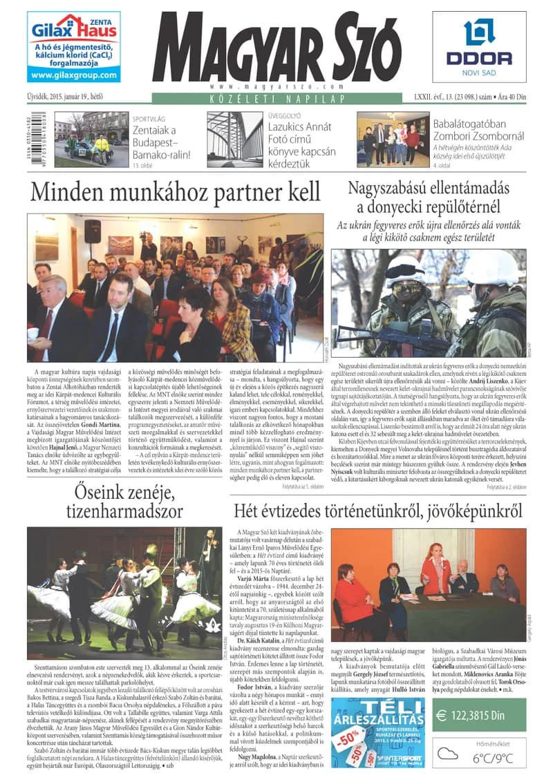 Magyar Szó, 72. évf. 2015. január 19. 13. sz. 1–20. oldal