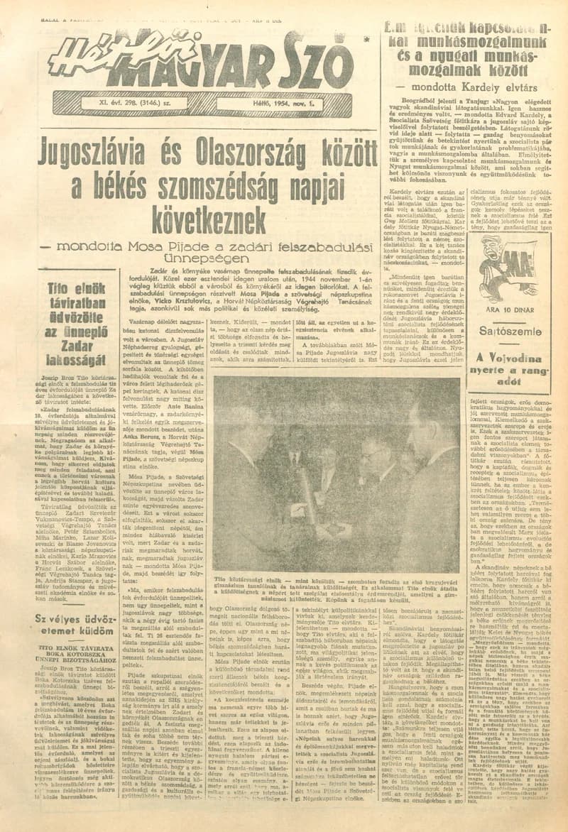 Magyar Szó, 11. évf. 1954. november 1. 298. sz. 1–6. oldal