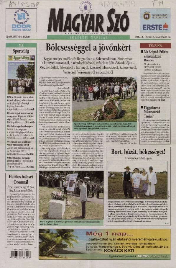 Magyar Szó, 63. évf. 2006. július 24. 169. sz. 1–12. oldal