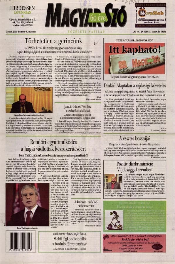 Magyar Szó, 61. évf. 2004. december 9. 290. sz. 1–20. oldal