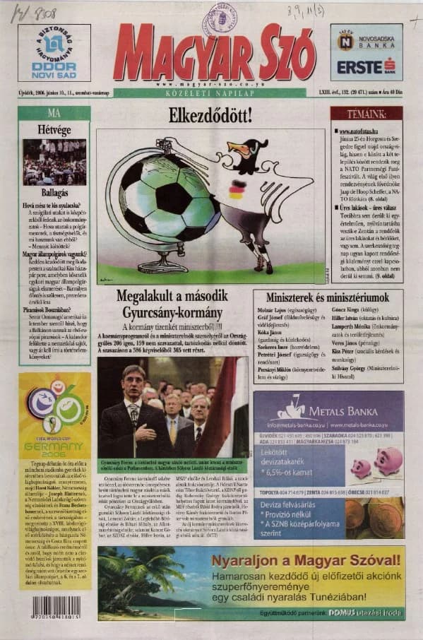 Magyar Szó, 63. évf. 2006. június 10. – 11. 132. sz. 1–28. oldal