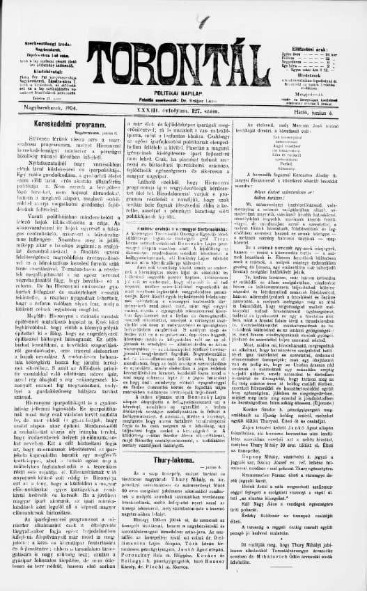 Torontál, 33. évf. 1904. június 6. 127. sz.