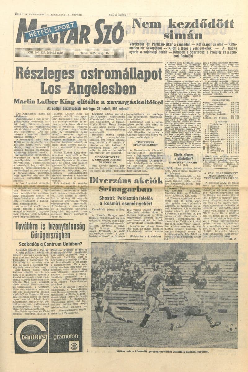 Magyar Szó, 22. évf. 1965. augusztus 16. 224. sz. 1–14. oldal