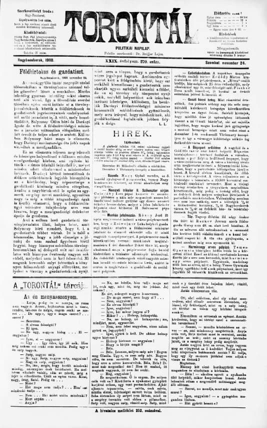 Torontál, 29. évf. 1900. november 24. 270. sz.