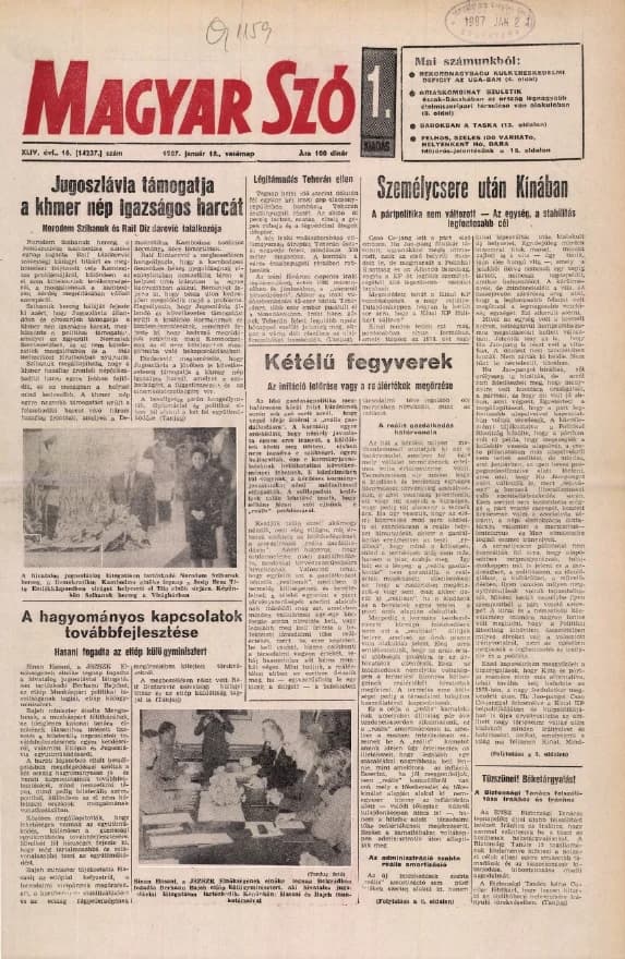 Magyar Szó, 44. évf. 1987. január 18. 16. sz. 1–28. oldal