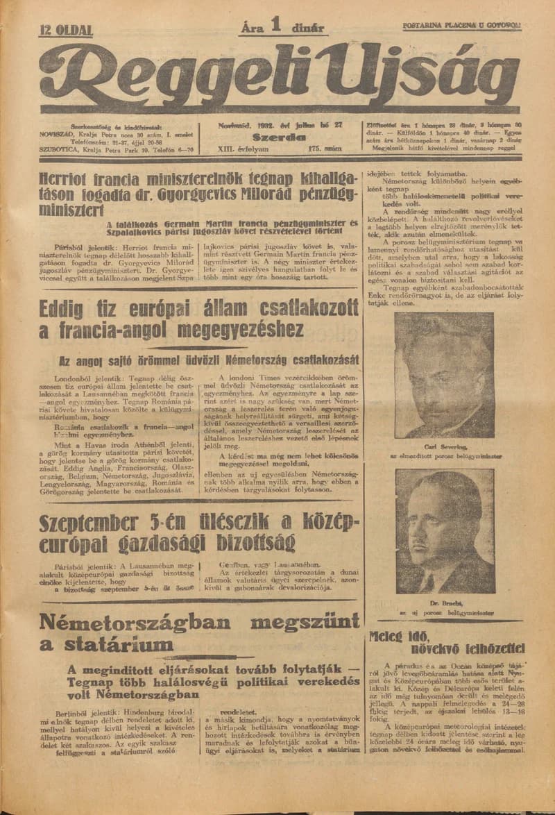 Reggeli Újság, 13. évf. 1932. július 27. 175. sz.