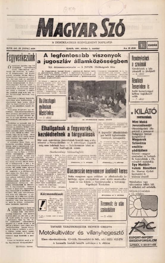 Magyar Szó, 48. évf. 1991. március 2. 59. sz. 1–24. oldal
