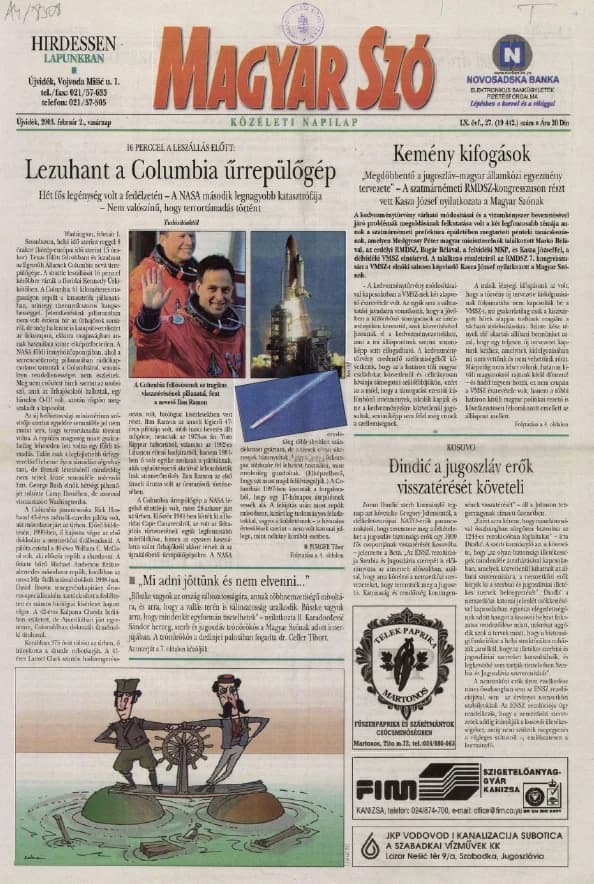 Magyar Szó, 60. évf. 2003. február 2. 27. sz. 1–28. oldal