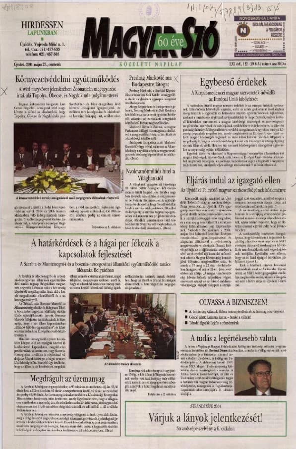 Magyar Szó, 61. évf. 2004. május 27. 122. sz. 1–20. oldal