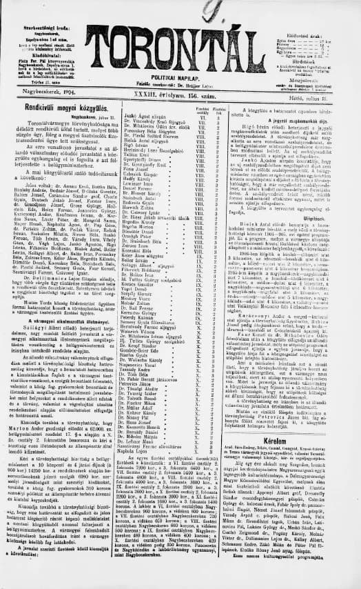 Torontál, 33. évf. 1904. július 11. 156. sz.