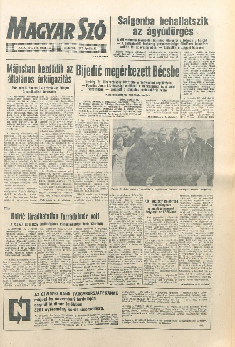 Magyar Szó, 29. évf. 1972. április 13. 102. sz. 1–12. oldal