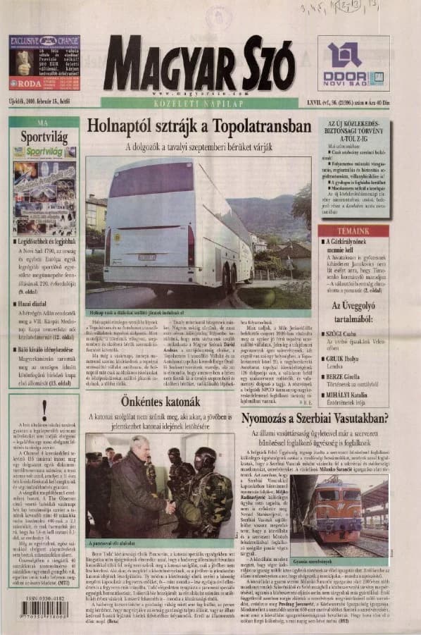 Magyar Szó, 67. évf. 2010. február 15. 36. sz. 1–16. oldal