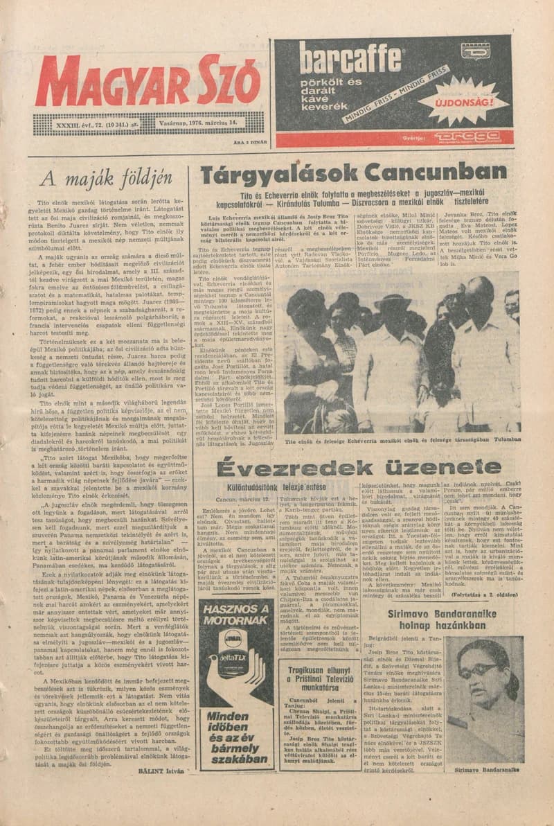 Magyar Szó, 33. évf. 1976. március 14. 72. sz. 1–32. oldal