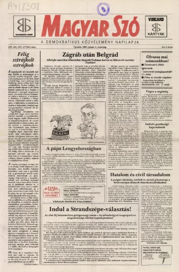 Magyar Szó, 54. évf. 1997. június 1. 127. sz. 1–24. oldal