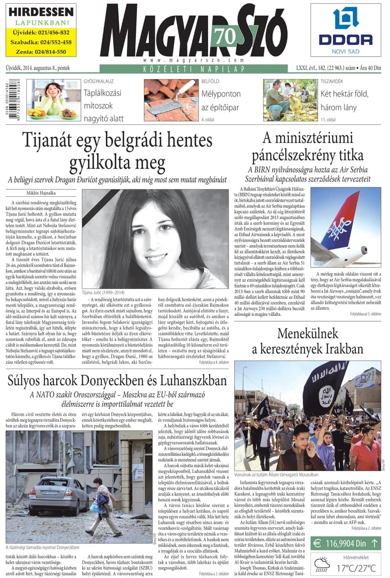 Magyar Szó, 71. évf. 2014. augusztus 8. 182. sz.