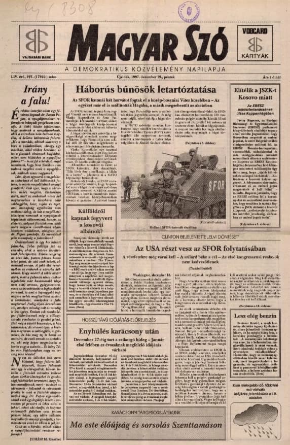Magyar Szó, 54. évf. 1997. december 19. 297. sz. 1–16. oldal