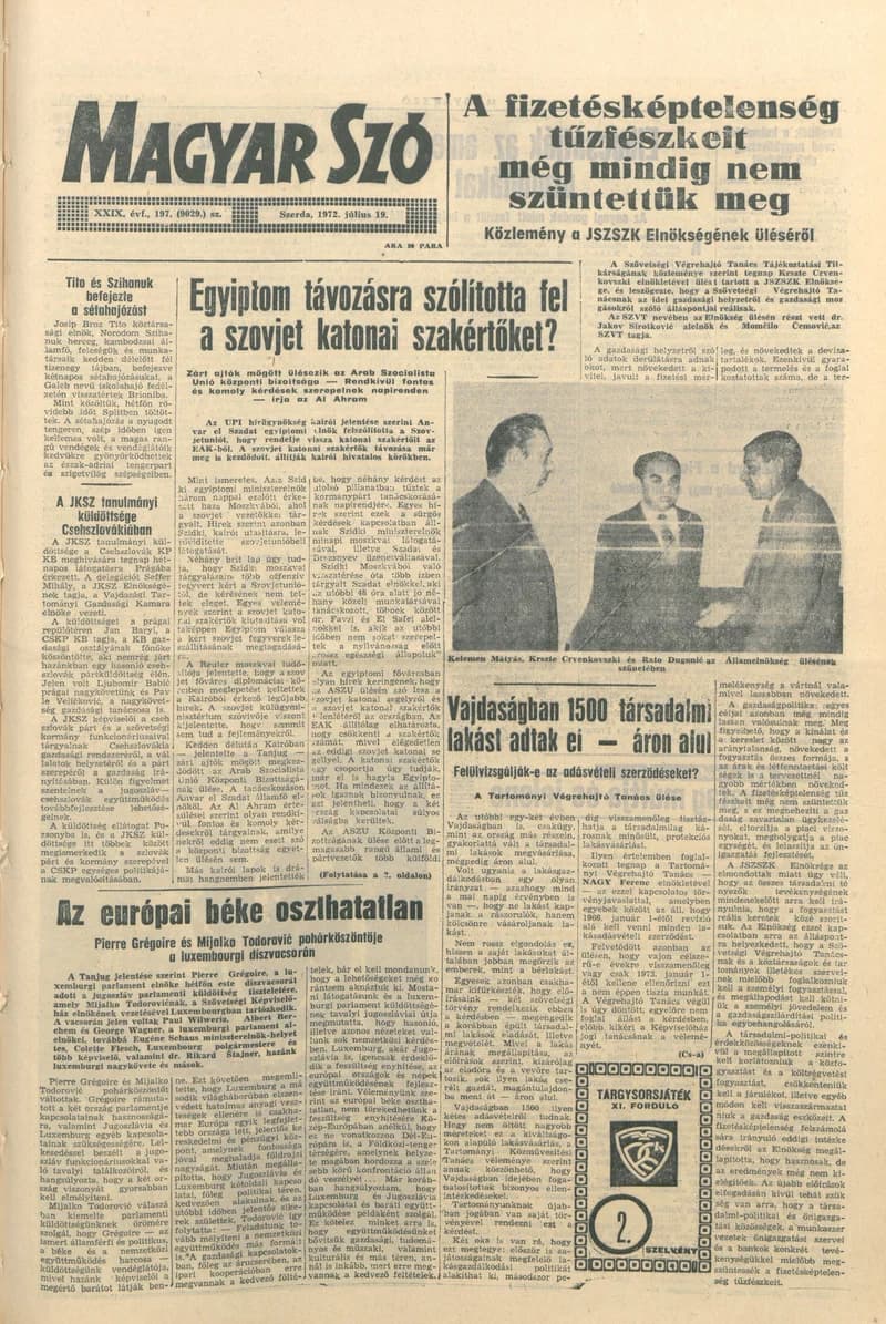 Magyar Szó, 29. évf. 1972. július 19. 197. sz. 1–16. oldal
