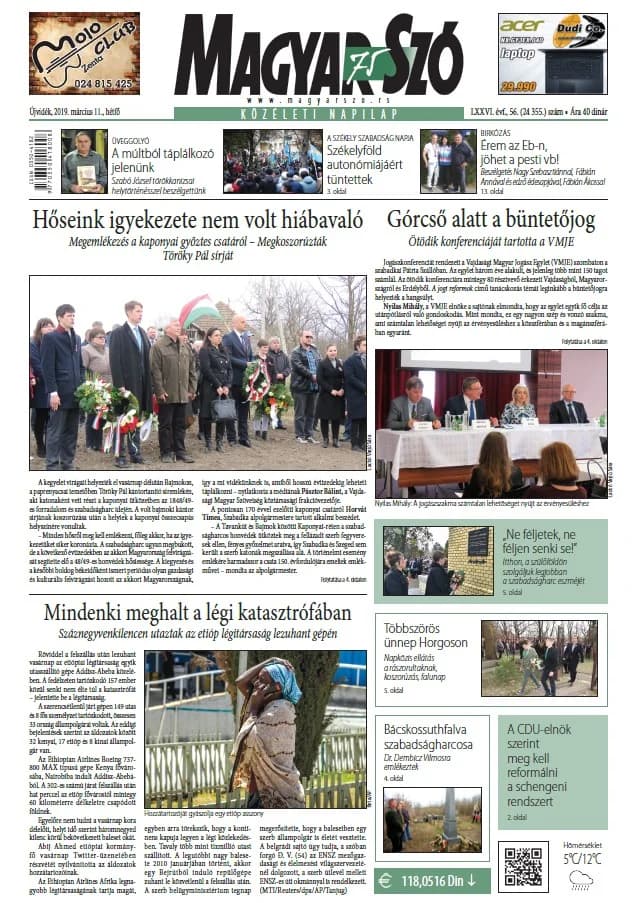 Magyar Szó, 76. évf. 2019. március 11. 56. sz. 1–20. oldal