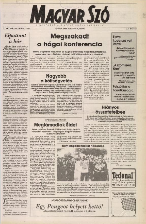 Magyar Szó, 48. évf. 1991. november 6. 306. sz. 1–16. oldal