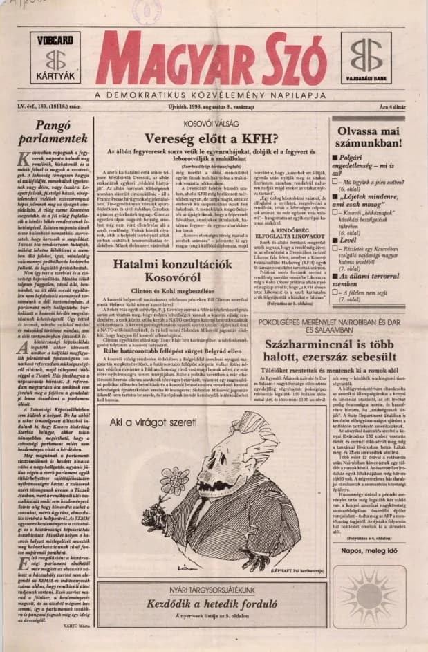 Magyar Szó, 55. évf. 1998. augusztus 9. 189. sz. 1–24. oldal