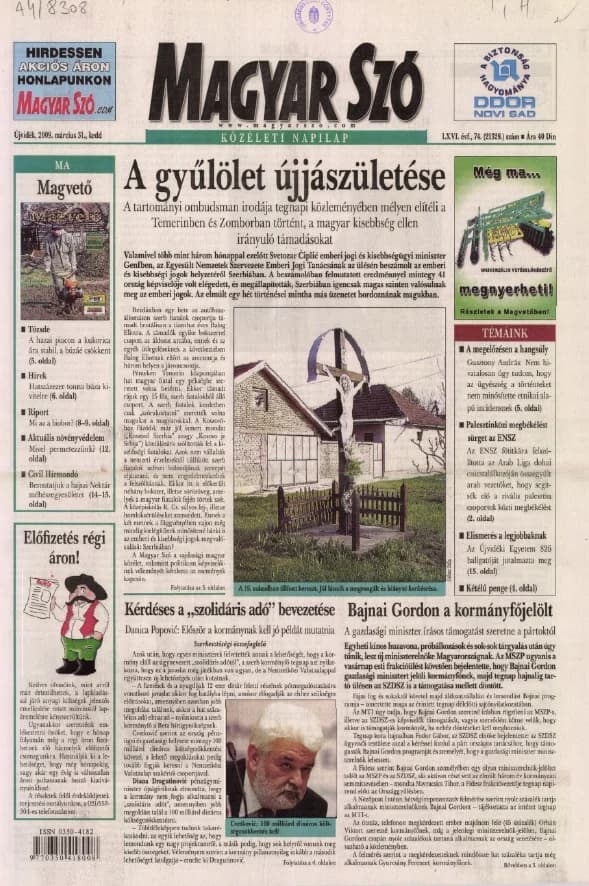 Magyar Szó, 66. évf. 2009. március 31. 74. sz. 1–20. oldal