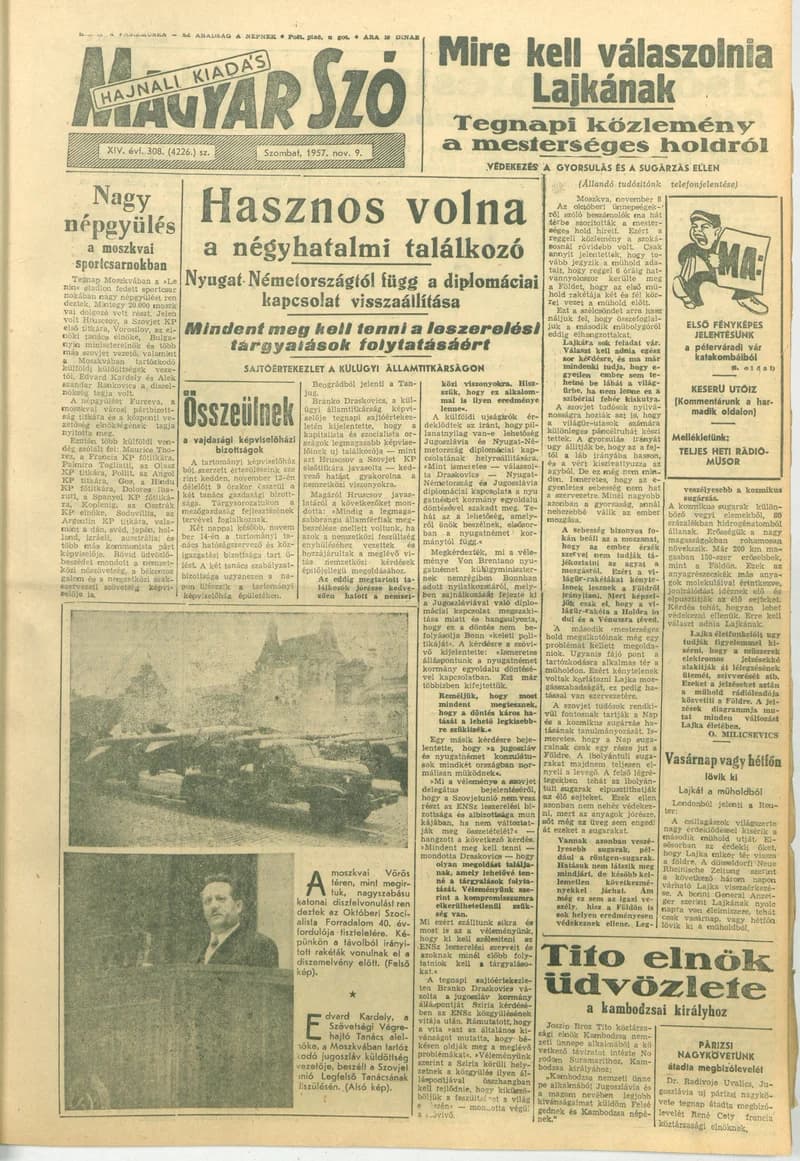 Magyar Szó, 14. évf. 1957. november 9. 308. sz. 1–18. oldal