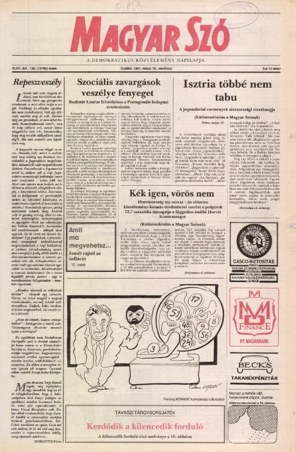 Magyar Szó, 48. évf. 1991. május 19. 135. sz. 1–24. oldal