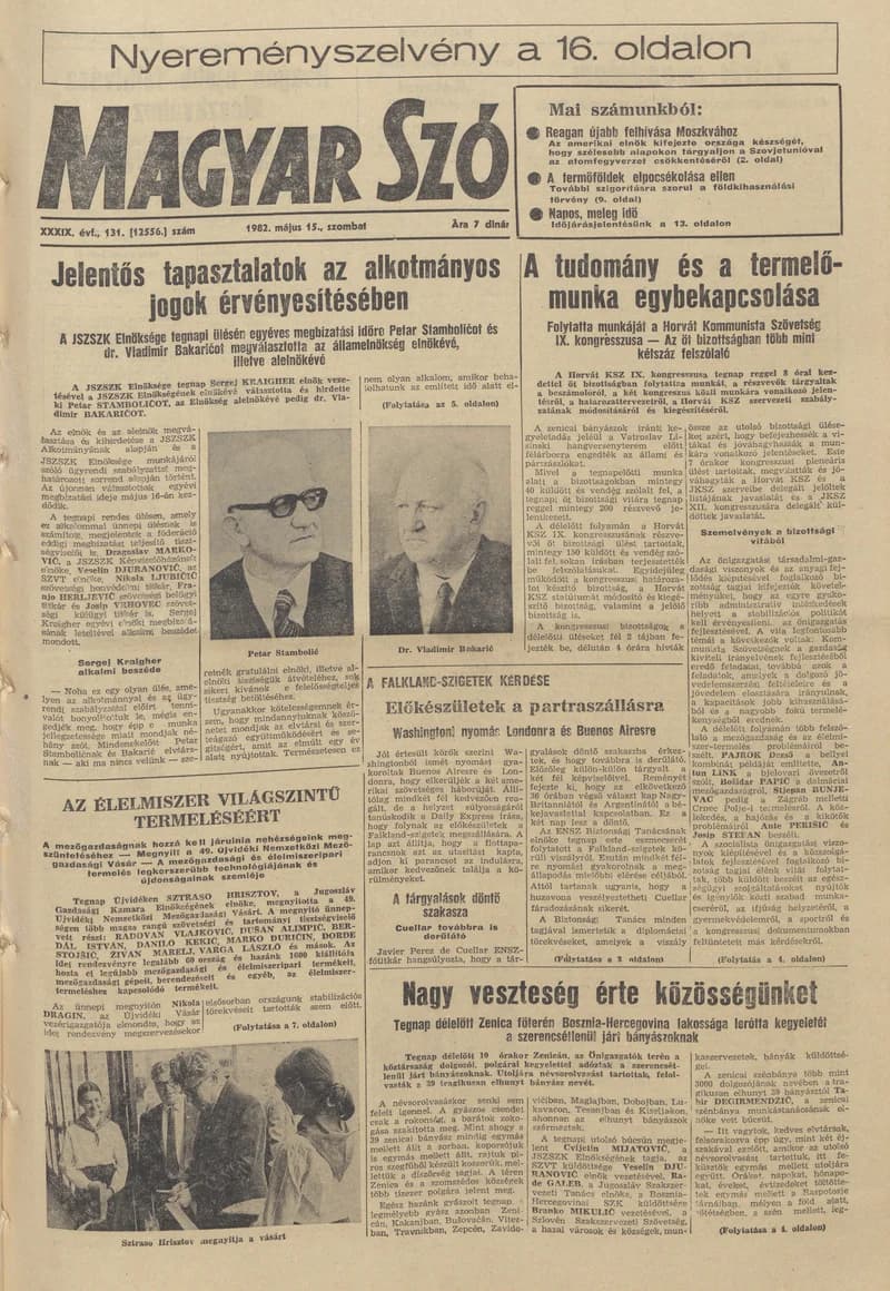 Magyar Szó, 39. évf. 1982. május 15. 131. sz. 1–32. oldal