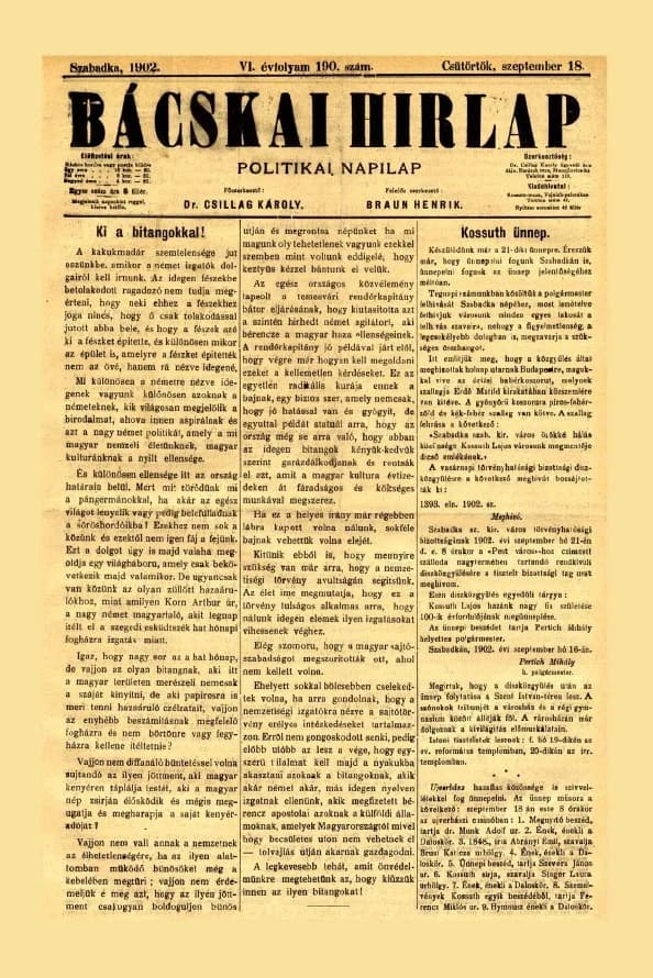 Bácskai Hirlap, 6. évf. 1902. szeptember 18. 190. sz.