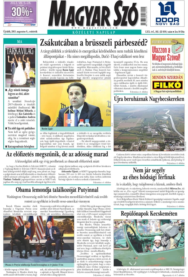 Magyar Szó, 70. évf. 2013. augusztus 8. 182. sz. 1–20. oldal