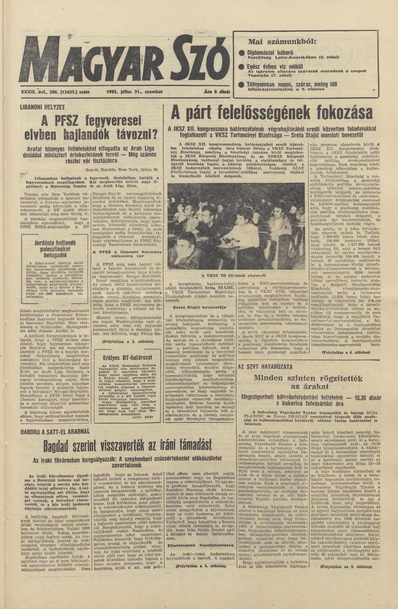 Magyar Szó, 39. évf. 1982. július 31. 208. sz. 1–20. oldal