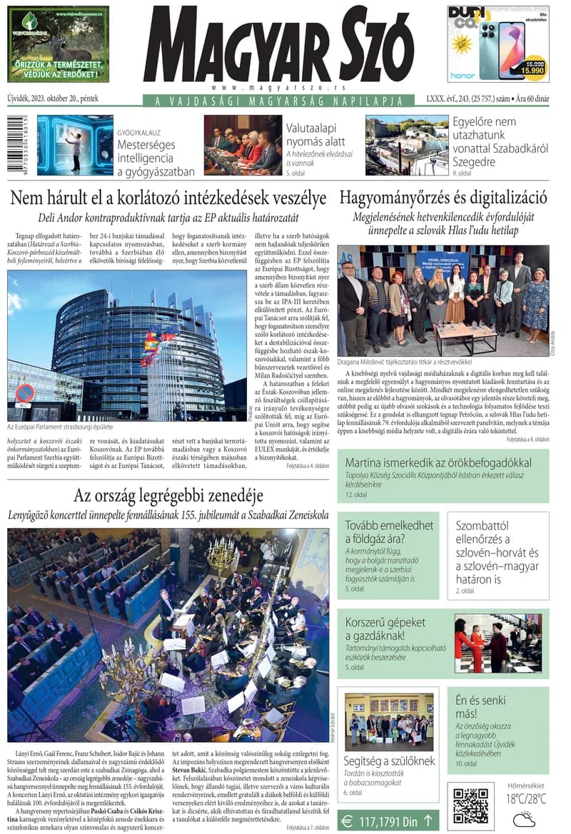 Magyar Szó, 80. évf. 2023. október 20. 243. sz. 1–16. oldal