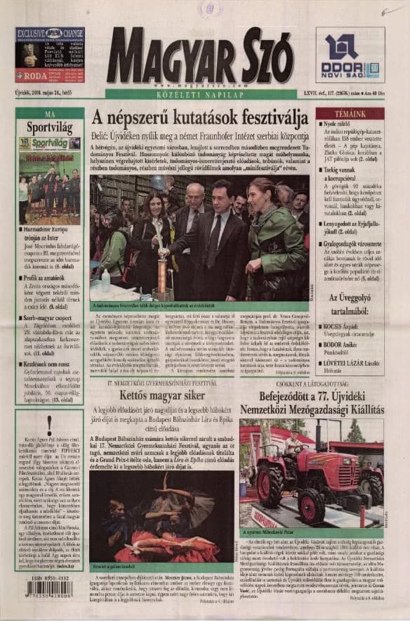 Magyar Szó, 67. évf. 2010. május 24. 117. sz. 1–16. oldal