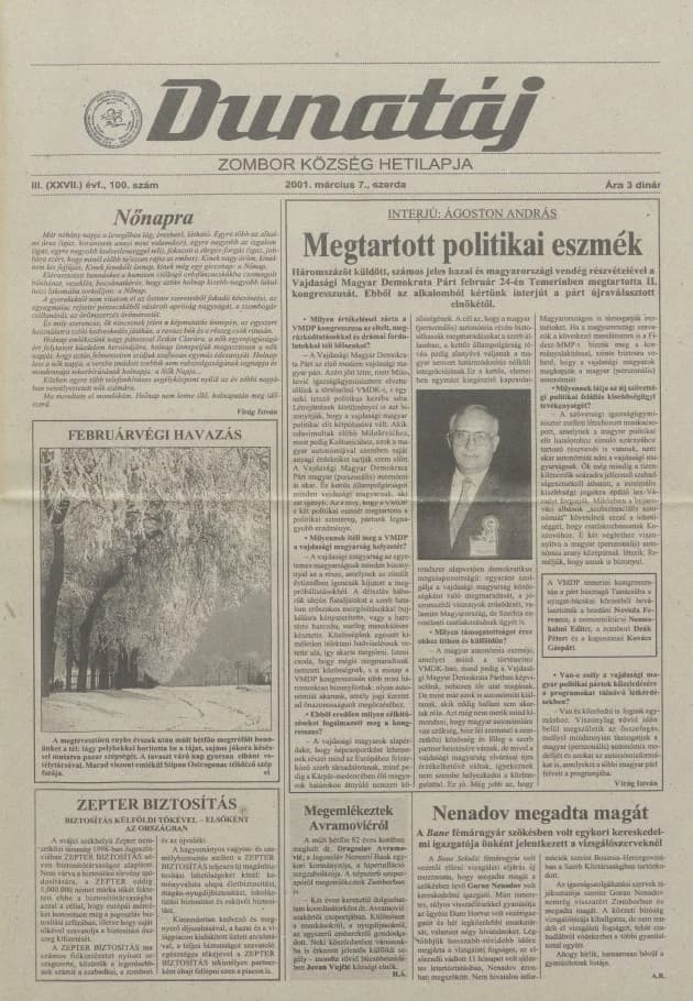 Dunatáj, 3. évf. 2001. március 7. 100. sz.