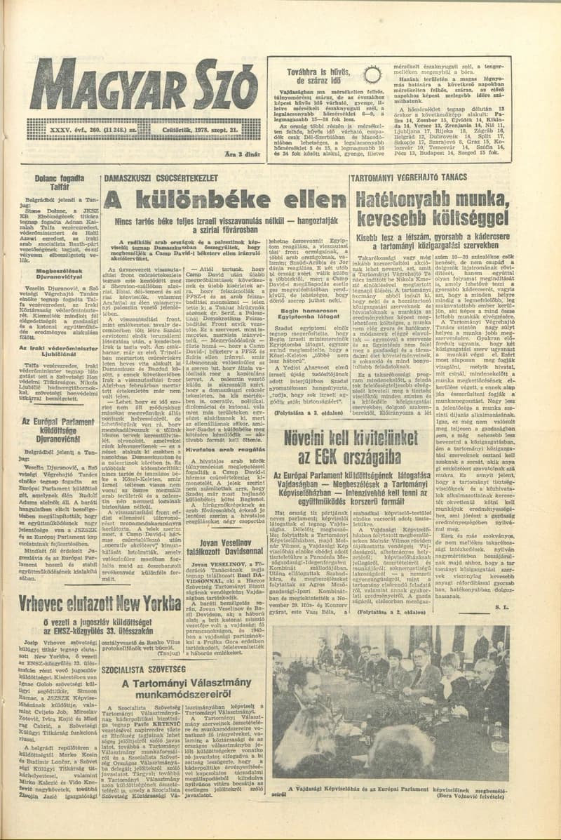 Magyar Szó, 35. évf. 1978. szeptember 21. 260. sz. 1–20. oldal