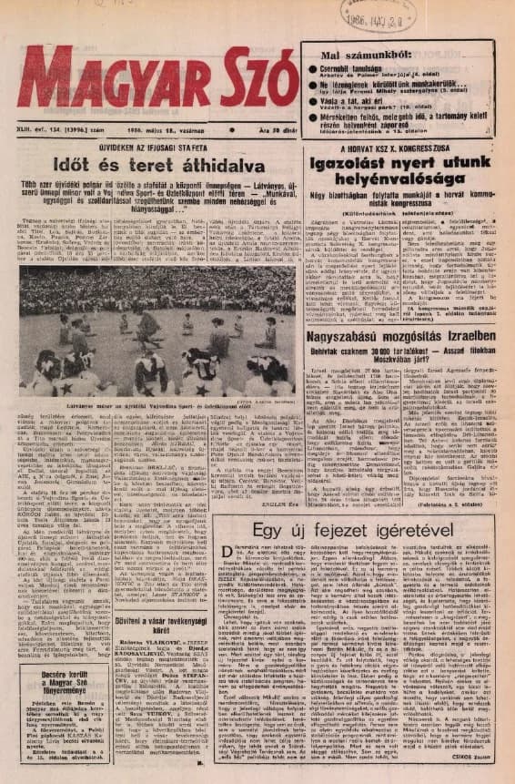 Magyar Szó, 43. évf. 1986. május 18. 134. sz. 1–32. oldal