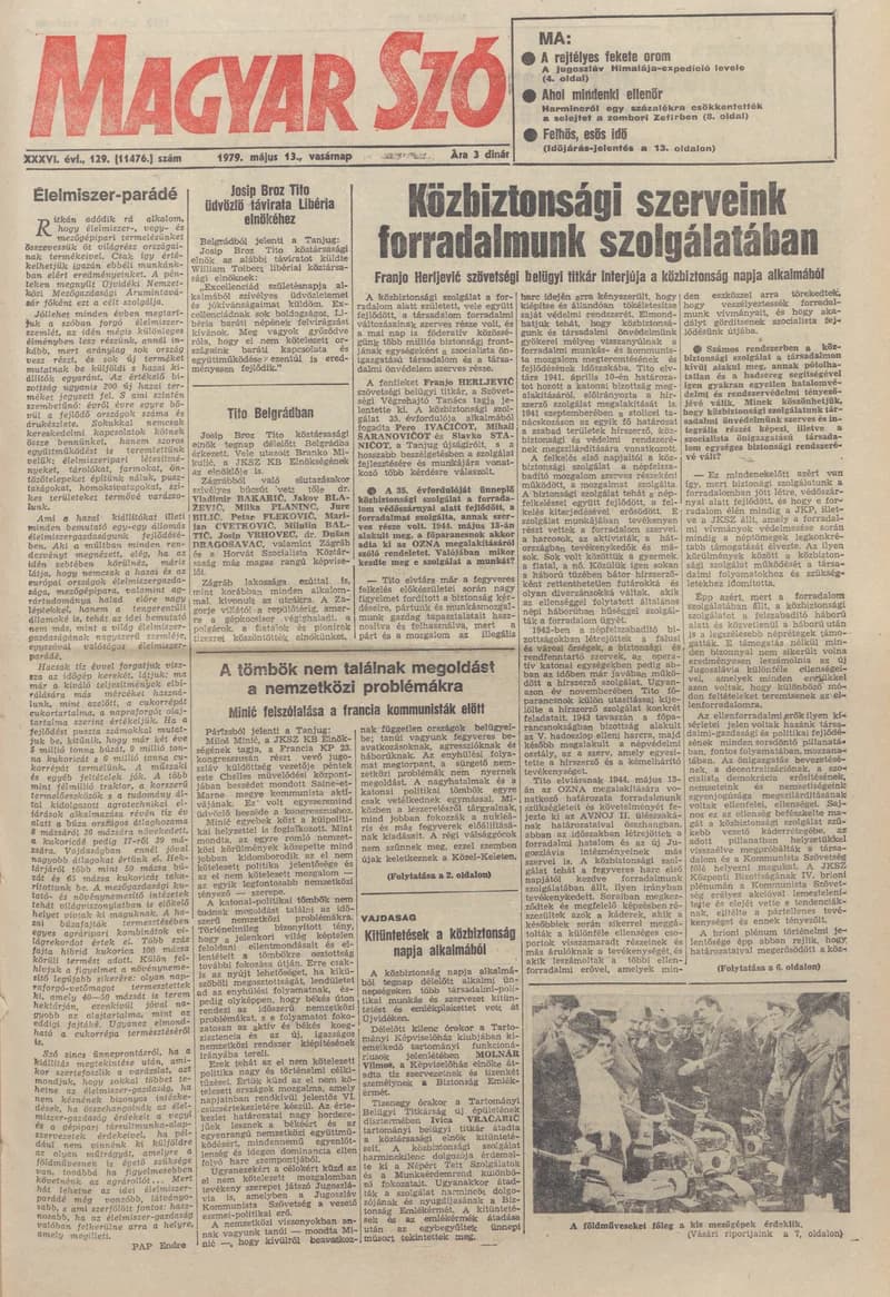 Magyar Szó, 36. évf. 1979. május 13. 129. sz. 1–32. oldal