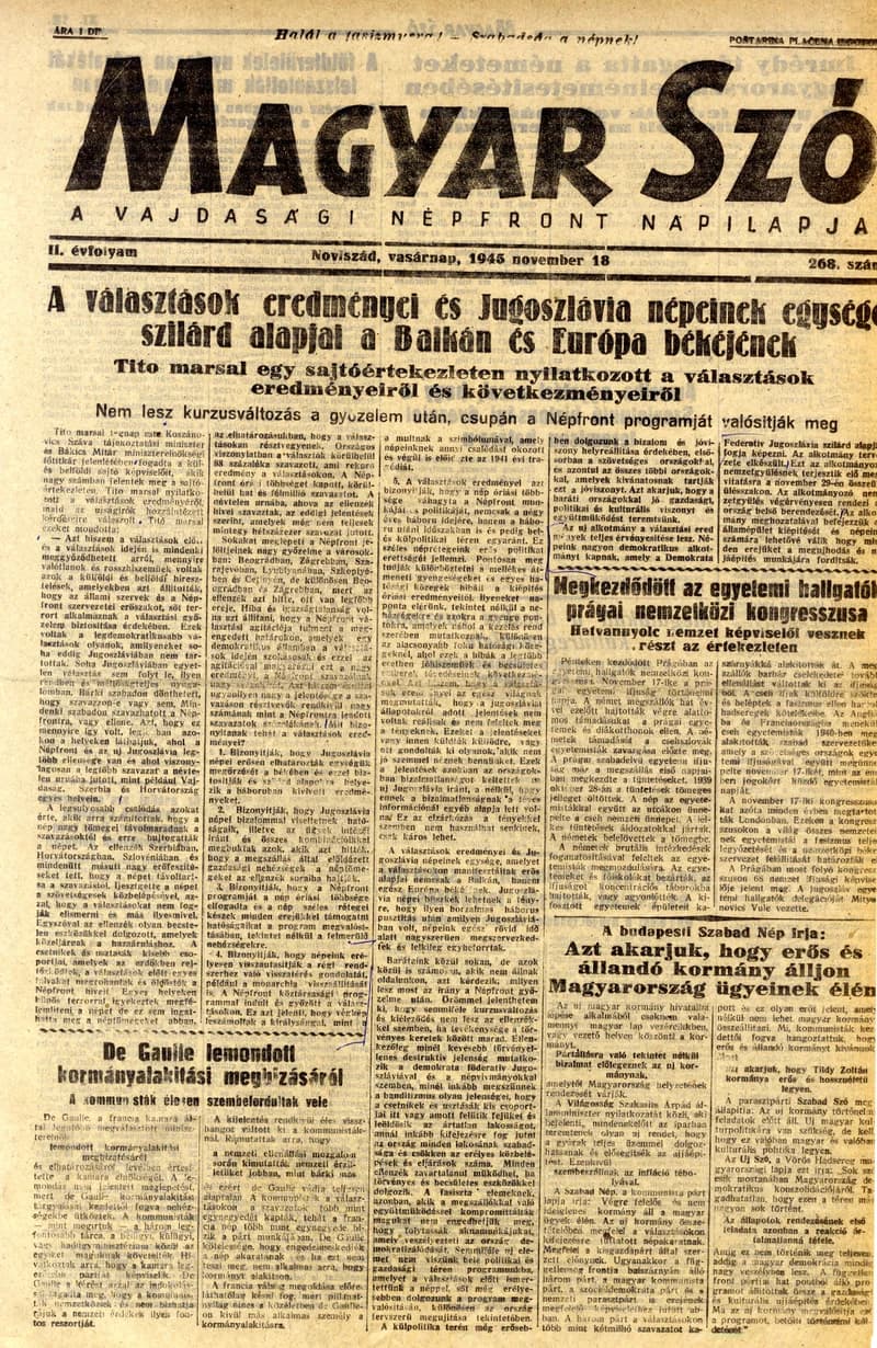 Magyar Szó, 2. évf. 1945. november 18. 268. sz. 1–4. oldal