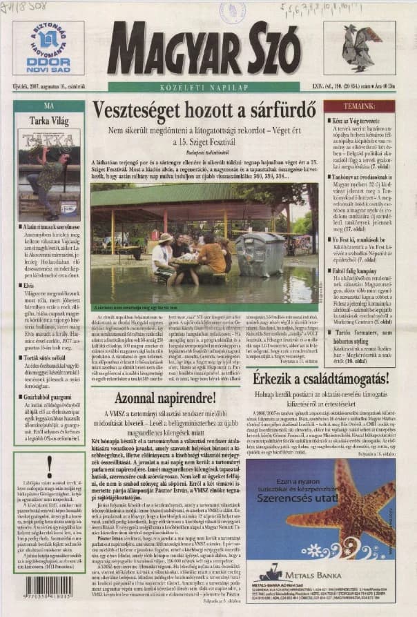 Magyar Szó, 64. évf. 2007. augusztus 16. 190. sz. 1–20. oldal