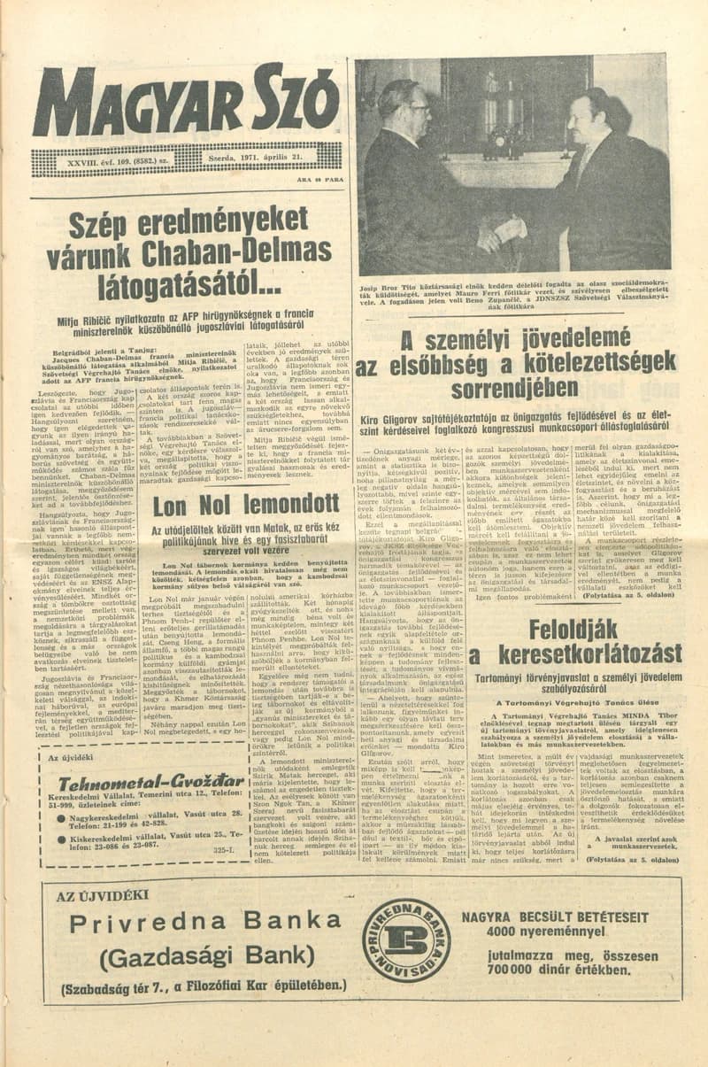 Magyar Szó, 28. évf. 1971. április 21. 109. sz. 1–14. oldal