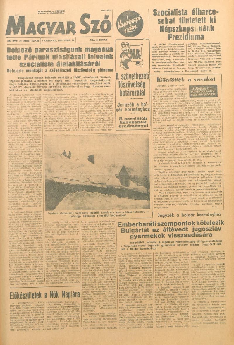 Magyar Szó, 9. évf. 1952. február 24. 47. sz. 1–8. oldal